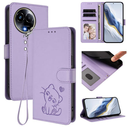 Embossed Heart Cat Leather Phone Case with Hand Strap, For Realme C63 / C61 / Note 60 4G Global, For Realme 13+ 5G Global, For Realme 13 / 12 4G / P1 5G Global, For Realme 13 Pro / 13 Pro+ 5G Global, For Realme GT 6 5G / GT 6T 5G Global                ...