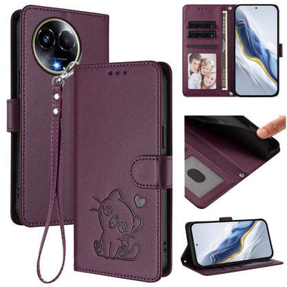 Embossed Heart Cat Leather Phone Case with Hand Strap, For Realme C63 / C61 / Note 60 4G Global, For Realme 13+ 5G Global, For Realme 13 / 12 4G / P1 5G Global, For Realme 13 Pro / 13 Pro+ 5G Global, For Realme GT 6 5G / GT 6T 5G Global                ...