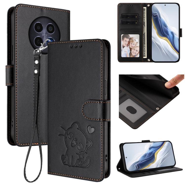 Embossed Heart Cat Leather Phone Case with Hand Strap, For Realme 14 / P3 / 14T 5G Global, For Realme P3 Ultra 5G Global, For Realme P3 Pro 5G Global, For Realme C75 4G Global / 14x 5G India, For Realme 14 Pro+ 5G, For Realme 14 Pro 5G India           ...