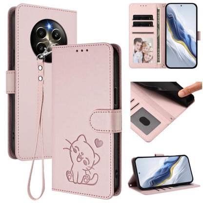 Embossed Heart Cat Leather Phone Case with Hand Strap, For Realme C63 / C61 / Note 60 4G Global, For Realme 13+ 5G Global, For Realme 13 / 12 4G / P1 5G Global, For Realme 13 Pro / 13 Pro+ 5G Global, For Realme GT 6 5G / GT 6T 5G Global                ...