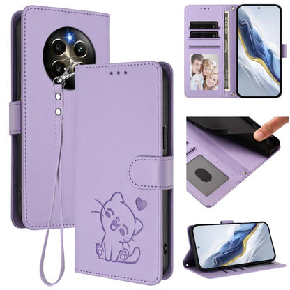Embossed Heart Cat Leather Phone Case with Hand Strap, For Realme C63 / C61 / Note 60 4G Global, For Realme 13+ 5G Global, For Realme 13 / 12 4G / P1 5G Global, For Realme 13 Pro / 13 Pro+ 5G Global, For Realme GT 6 5G / GT 6T 5G Global                ...