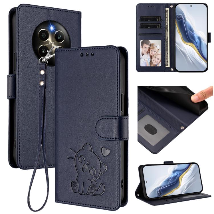 Embossed Heart Cat Leather Phone Case with Hand Strap, For Realme C63 / C61 / Note 60 4G Global, For Realme 13+ 5G Global, For Realme 13 / 12 4G / P1 5G Global, For Realme 13 Pro / 13 Pro+ 5G Global, For Realme GT 6 5G / GT 6T 5G Global                ...