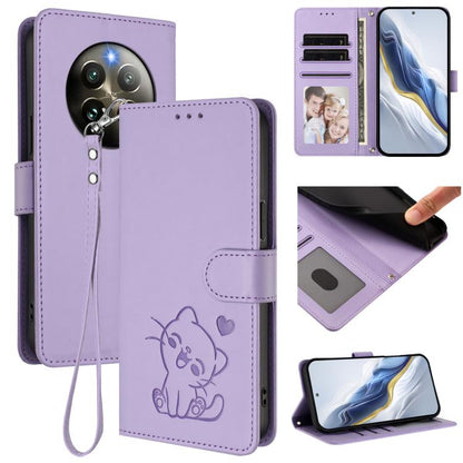 Embossed Heart Cat Leather Phone Case with Hand Strap, For Realme C63 / C61 / Note 60 4G Global, For Realme 13+ 5G Global, For Realme 13 / 12 4G / P1 5G Global, For Realme 13 Pro / 13 Pro+ 5G Global, For Realme GT 6 5G / GT 6T 5G Global                ...