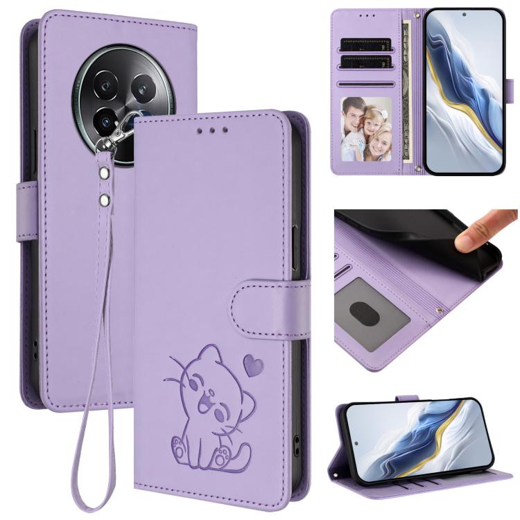 Embossed Heart Cat Leather Phone Case with Hand Strap, For Realme C63 / C61 / Note 60 4G Global, For Realme 13+ 5G Global, For Realme 13 / 12 4G / P1 5G Global, For Realme 13 Pro / 13 Pro+ 5G Global, For Realme GT 6 5G / GT 6T 5G Global                ...