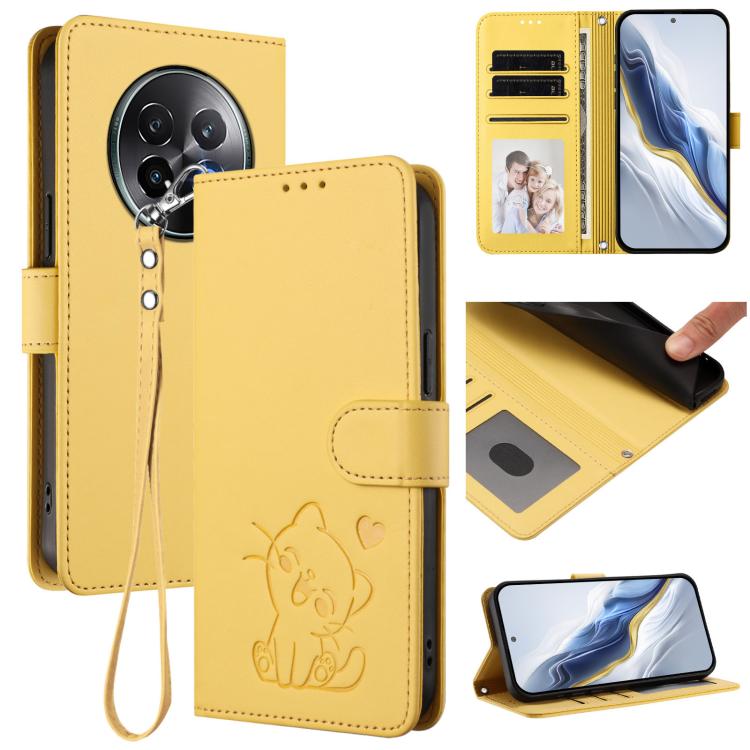 Embossed Heart Cat Leather Phone Case with Hand Strap, For Realme C63 / C61 / Note 60 4G Global, For Realme 13+ 5G Global, For Realme 13 / 12 4G / P1 5G Global, For Realme 13 Pro / 13 Pro+ 5G Global, For Realme GT 6 5G / GT 6T 5G Global                ...