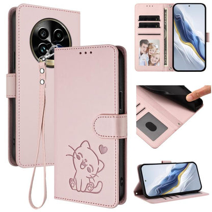 Embossed Heart Cat Leather Phone Case with Hand Strap, For Realme C63 / C61 / Note 60 4G Global, For Realme 13+ 5G Global, For Realme 13 / 12 4G / P1 5G Global, For Realme 13 Pro / 13 Pro+ 5G Global, For Realme GT 6 5G / GT 6T 5G Global                ...