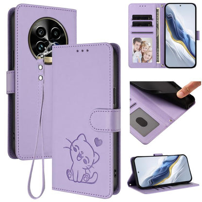 Embossed Heart Cat Leather Phone Case with Hand Strap, For Realme C63 / C61 / Note 60 4G Global, For Realme 13+ 5G Global, For Realme 13 / 12 4G / P1 5G Global, For Realme 13 Pro / 13 Pro+ 5G Global, For Realme GT 6 5G / GT 6T 5G Global                ...