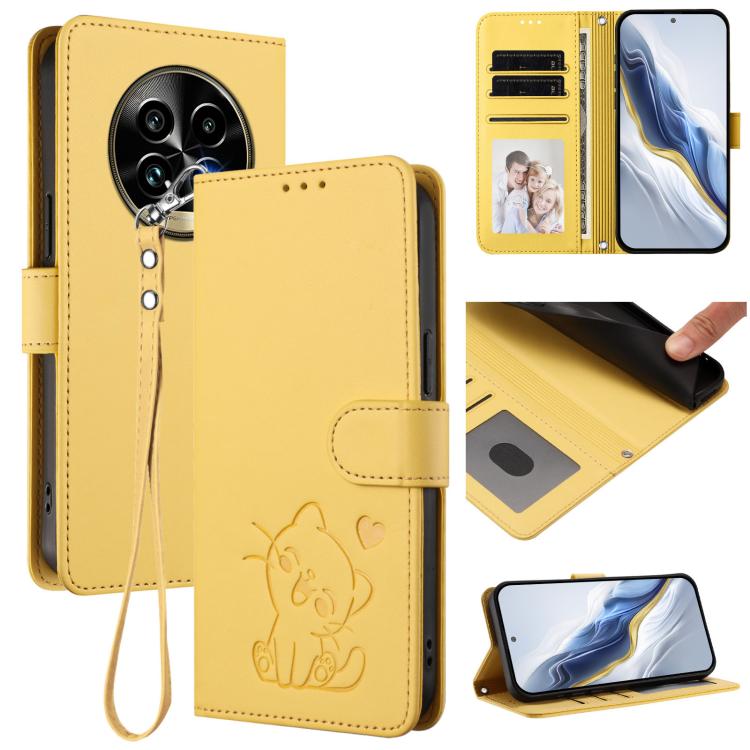 Embossed Heart Cat Leather Phone Case with Hand Strap, For Realme C63 / C61 / Note 60 4G Global, For Realme 13+ 5G Global, For Realme 13 / 12 4G / P1 5G Global, For Realme 13 Pro / 13 Pro+ 5G Global, For Realme GT 6 5G / GT 6T 5G Global                ...