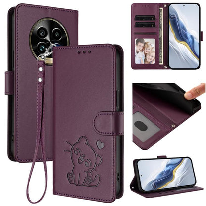 Embossed Heart Cat Leather Phone Case with Hand Strap, For Realme C63 / C61 / Note 60 4G Global, For Realme 13+ 5G Global, For Realme 13 / 12 4G / P1 5G Global, For Realme 13 Pro / 13 Pro+ 5G Global, For Realme GT 6 5G / GT 6T 5G Global                ...