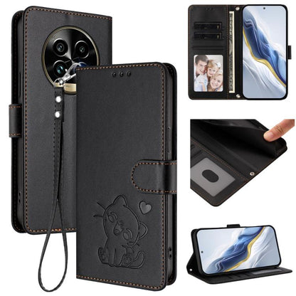 Embossed Heart Cat Leather Phone Case with Hand Strap, For Realme C63 / C61 / Note 60 4G Global, For Realme 13+ 5G Global, For Realme 13 / 12 4G / P1 5G Global, For Realme 13 Pro / 13 Pro+ 5G Global, For Realme GT 6 5G / GT 6T 5G Global                ...