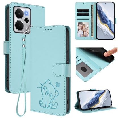 Embossed Heart Cat Leather Phone Case with Hand Strap, For Realme 14 / P3 / 14T 5G Global, For Realme P3 Ultra 5G Global, For Realme P3 Pro 5G Global, For Realme C75 4G Global / 14x 5G India, For Realme 14 Pro+ 5G, For Realme 14 Pro 5G India           ...