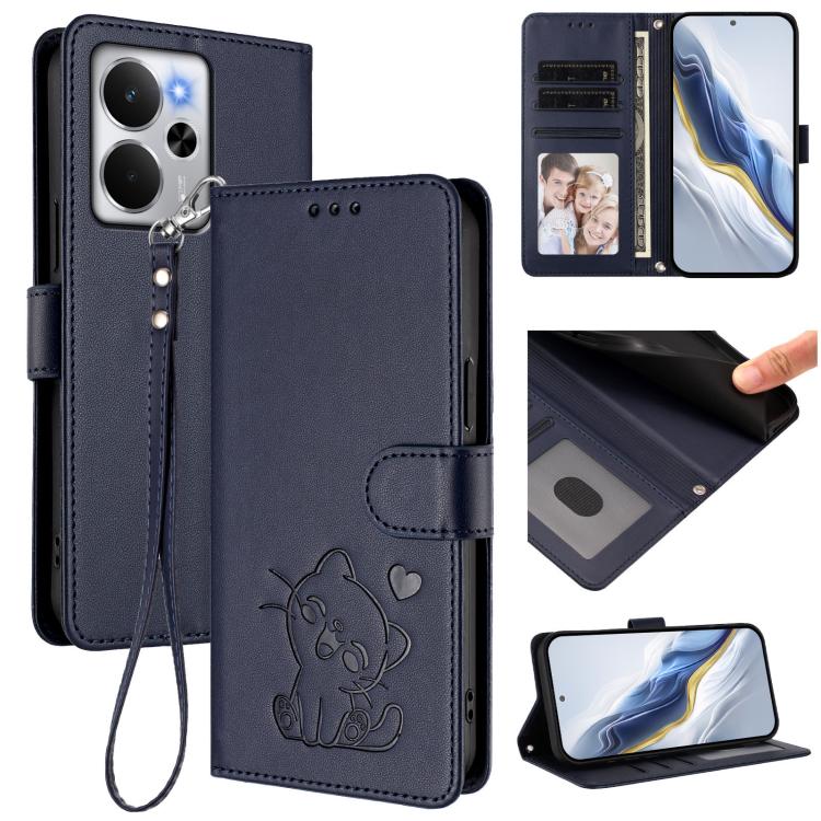 Embossed Heart Cat Leather Phone Case with Hand Strap, For Realme 14 / P3 / 14T 5G Global, For Realme P3 Ultra 5G Global, For Realme P3 Pro 5G Global, For Realme C75 4G Global / 14x 5G India, For Realme 14 Pro+ 5G, For Realme 14 Pro 5G India           ...