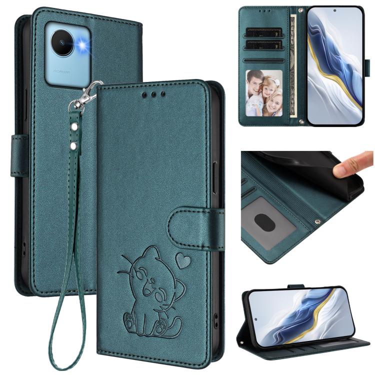 Embossed Heart Cat Leather Phone Case with Hand Strap, For Realme 10 Pro+ 5G, For Realme 10 4G Global, For Realme C30 4G / C30s / Narzo 50i, For Realme GT Neo 3T, For Realme 9 Pro+ 5G / Narzo 50 Pro 5G, For Realme GT Neo 3                              ...