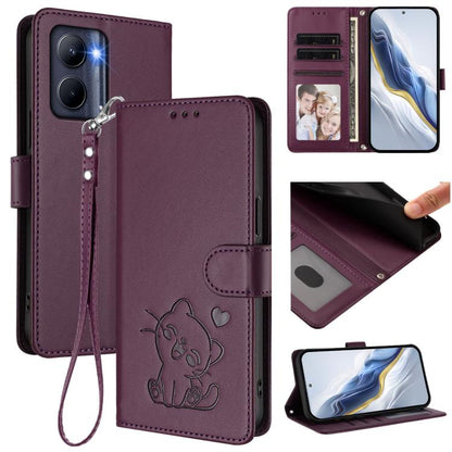 Embossed Heart Cat Leather Phone Case with Hand Strap, For Realme 11 4G Global, For Realme GT5 240W / GT5 5G, For Realme Narzo 60 Pro, For Realme C65 4G Global, For Realme C55 4G Global / Narzo N55, For Realme C33 2023 / 2022, For Realme 10T 5G / 10S 5...