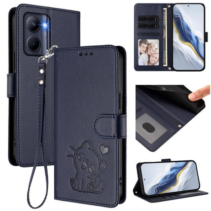 Embossed Heart Cat Leather Phone Case with Hand Strap, For Realme 11 4G Global, For Realme GT5 240W / GT5 5G, For Realme Narzo 60 Pro, For Realme C65 4G Global, For Realme C55 4G Global / Narzo N55, For Realme C33 2023 / 2022, For Realme 10T 5G / 10S 5...
