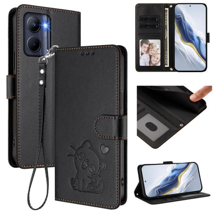 Embossed Heart Cat Leather Phone Case with Hand Strap, For Realme 11 4G Global, For Realme GT5 240W / GT5 5G, For Realme Narzo 60 Pro, For Realme C65 4G Global, For Realme C55 4G Global / Narzo N55, For Realme C33 2023 / 2022, For Realme 10T 5G / 10S 5...