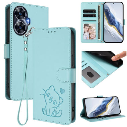 Embossed Heart Cat Leather Phone Case with Hand Strap, For Realme 11 4G Global, For Realme GT5 240W / GT5 5G, For Realme Narzo 60 Pro, For Realme C65 4G Global, For Realme C55 4G Global / Narzo N55, For Realme C33 2023 / 2022, For Realme 10T 5G / 10S 5...