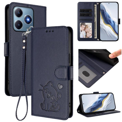 Embossed Heart Cat Leather Phone Case with Hand Strap, For Realme C63 / C61 / Note 60 4G Global, For Realme 13+ 5G Global, For Realme 13 / 12 4G / P1 5G Global, For Realme 13 Pro / 13 Pro+ 5G Global, For Realme GT 6 5G / GT 6T 5G Global                ...