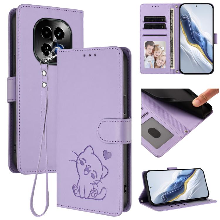 Embossed Heart Cat Leather Phone Case with Hand Strap, For Realme 14 / P3 / 14T 5G Global, For Realme P3 Ultra 5G Global, For Realme P3 Pro 5G Global, For Realme C75 4G Global / 14x 5G India, For Realme 14 Pro+ 5G, For Realme 14 Pro 5G India           ...
