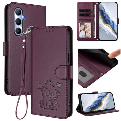 Embossed Heart Cat Leather Phone Case with Hand Strap, For Realme 11 4G Global, For Realme GT5 240W / GT5 5G, For Realme Narzo 60 Pro, For Realme C65 4G Global, For Realme C55 4G Global / Narzo N55, For Realme C33 2023 / 2022, For Realme 10T 5G / 10S 5...