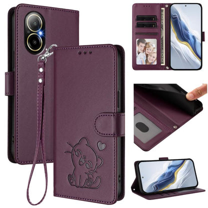 Embossed Heart Cat Leather Phone Case with Hand Strap, For Realme C63 / C61 / Note 60 4G Global, For Realme 13+ 5G Global, For Realme 13 / 12 4G / P1 5G Global, For Realme 13 Pro / 13 Pro+ 5G Global, For Realme GT 6 5G / GT 6T 5G Global                ...