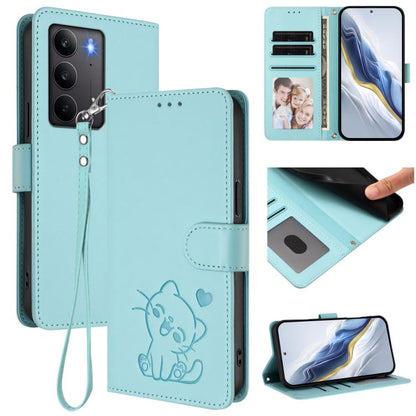 Embossed Heart Cat Leather Phone Case with Hand Strap, For Realme 14 / P3 / 14T 5G Global, For Realme P3 Ultra 5G Global, For Realme P3 Pro 5G Global, For Realme C75 4G Global / 14x 5G India, For Realme 14 Pro+ 5G, For Realme 14 Pro 5G India           ...