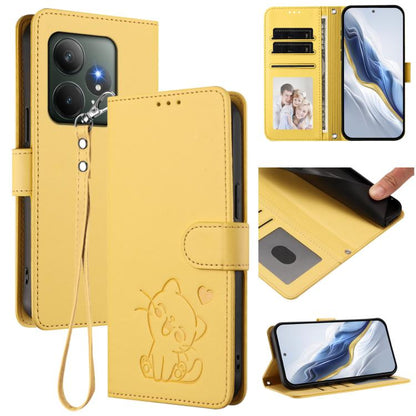 Embossed Heart Cat Leather Phone Case with Hand Strap, For Realme C63 / C61 / Note 60 4G Global, For Realme 13+ 5G Global, For Realme 13 / 12 4G / P1 5G Global, For Realme 13 Pro / 13 Pro+ 5G Global, For Realme GT 6 5G / GT 6T 5G Global                ...