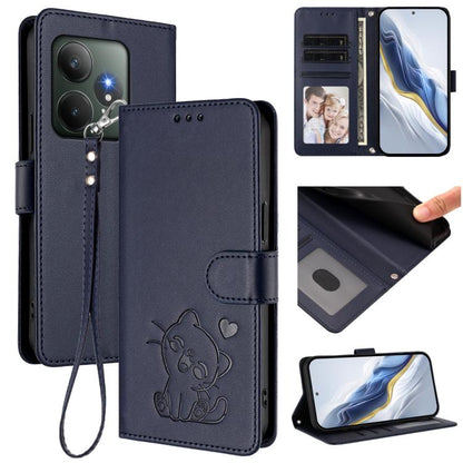 Embossed Heart Cat Leather Phone Case with Hand Strap, For Realme C63 / C61 / Note 60 4G Global, For Realme 13+ 5G Global, For Realme 13 / 12 4G / P1 5G Global, For Realme 13 Pro / 13 Pro+ 5G Global, For Realme GT 6 5G / GT 6T 5G Global                ...