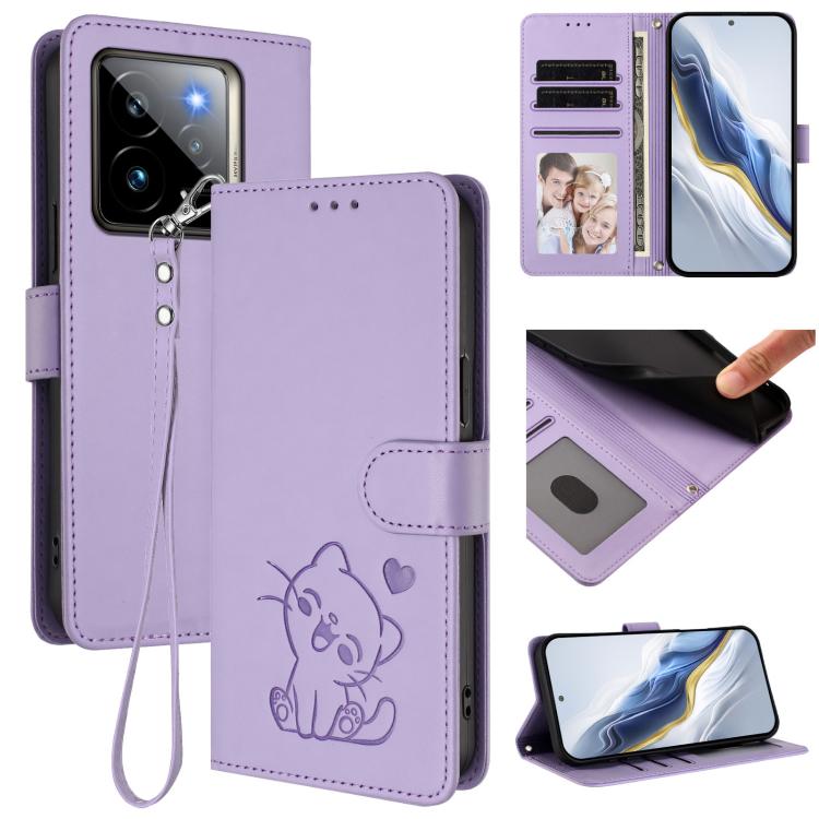 Embossed Heart Cat Leather Phone Case with Hand Strap, For Realme 14 / P3 / 14T 5G Global, For Realme P3 Ultra 5G Global, For Realme P3 Pro 5G Global, For Realme C75 4G Global / 14x 5G India, For Realme 14 Pro+ 5G, For Realme 14 Pro 5G India           ...
