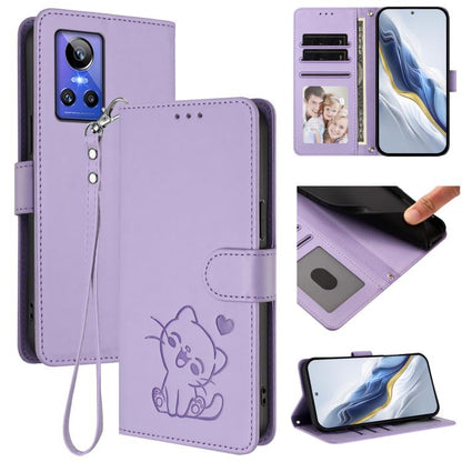 Embossed Heart Cat Leather Phone Case with Hand Strap, For Realme 10 Pro+ 5G, For Realme 10 4G Global, For Realme C30 4G / C30s / Narzo 50i, For Realme GT Neo 3T, For Realme 9 Pro+ 5G / Narzo 50 Pro 5G, For Realme GT Neo 3                              ...
