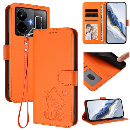 Embossed Heart Cat Leather Phone Case with Hand Strap, For Realme 11 4G Global, For Realme GT5 240W / GT5 5G, For Realme Narzo 60 Pro, For Realme C65 4G Global, For Realme C55 4G Global / Narzo N55, For Realme C33 2023 / 2022, For Realme 10T 5G / 10S 5...
