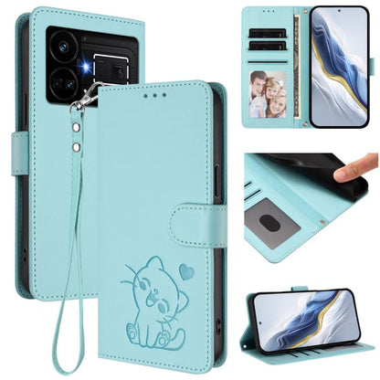Embossed Heart Cat Leather Phone Case with Hand Strap, For Realme 11 4G Global, For Realme GT5 240W / GT5 5G, For Realme Narzo 60 Pro, For Realme C65 4G Global, For Realme C55 4G Global / Narzo N55, For Realme C33 2023 / 2022, For Realme 10T 5G / 10S 5...