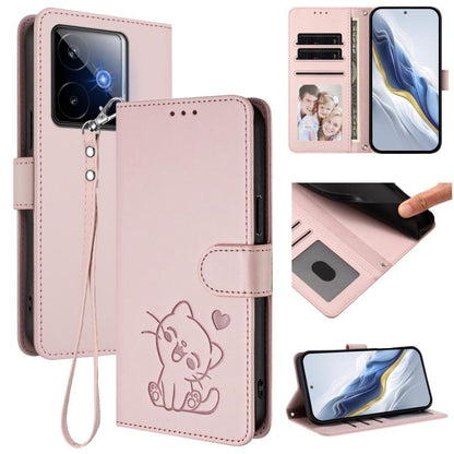 Embossed Heart Cat Leather Phone Case with Hand Strap, For Realme P4 Pro 5G, For Realme P4 5G, For Realme 15T 5G Global, For Realme 15 / 15 Pro 5G Global, For Realme C71 4G Global, For Realme GT 7 5G India, For Realme V70 5G / 14x Global / C75 5G      ...
