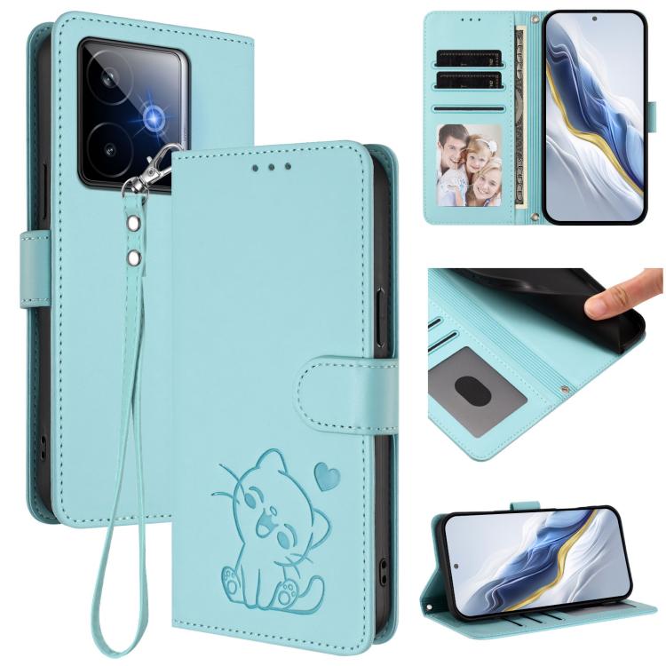 Embossed Heart Cat Leather Phone Case with Hand Strap, For Realme P4 Pro 5G, For Realme P4 5G, For Realme 15T 5G Global, For Realme 15 / 15 Pro 5G Global, For Realme C71 4G Global, For Realme GT 7 5G India, For Realme V70 5G / 14x Global / C75 5G      ...