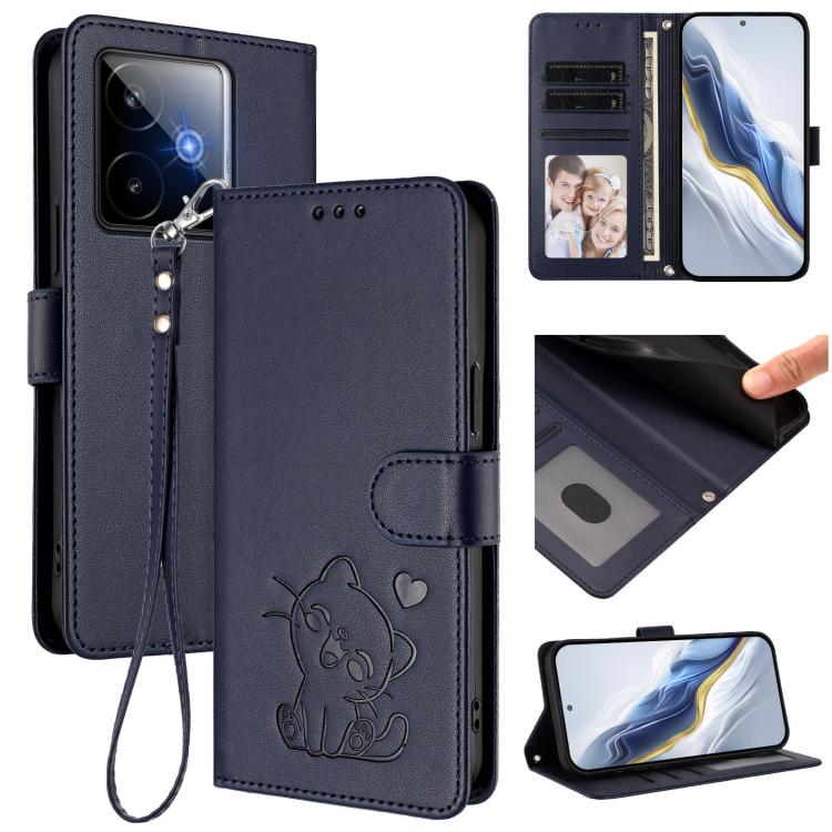 Embossed Heart Cat Leather Phone Case with Hand Strap, For Realme P4 Pro 5G, For Realme P4 5G, For Realme 15T 5G Global, For Realme 15 / 15 Pro 5G Global, For Realme C71 4G Global, For Realme GT 7 5G India, For Realme V70 5G / 14x Global / C75 5G      ...