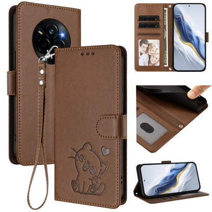 Embossed Heart Cat Leather Phone Case with Hand Strap, For Realme P4 Pro 5G, For Realme P4 5G, For Realme 15T 5G Global, For Realme 15 / 15 Pro 5G Global, For Realme C71 4G Global, For Realme GT 7 5G India, For Realme V70 5G / 14x Global / C75 5G      ...