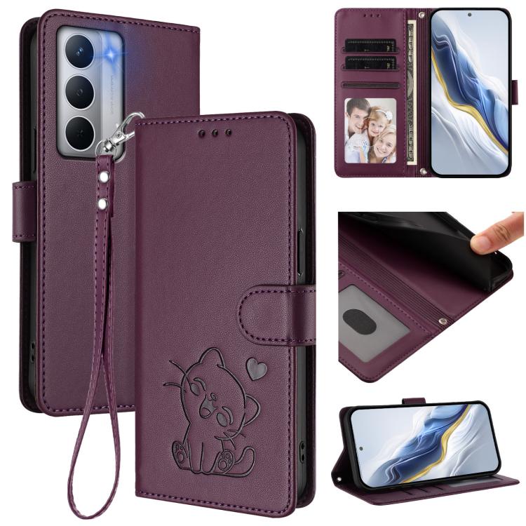 Embossed Heart Cat Leather Phone Case with Hand Strap, For Realme P4 Pro 5G, For Realme P4 5G, For Realme 15T 5G Global, For Realme 15 / 15 Pro 5G Global, For Realme C71 4G Global, For Realme GT 7 5G India, For Realme V70 5G / 14x Global / C75 5G      ...