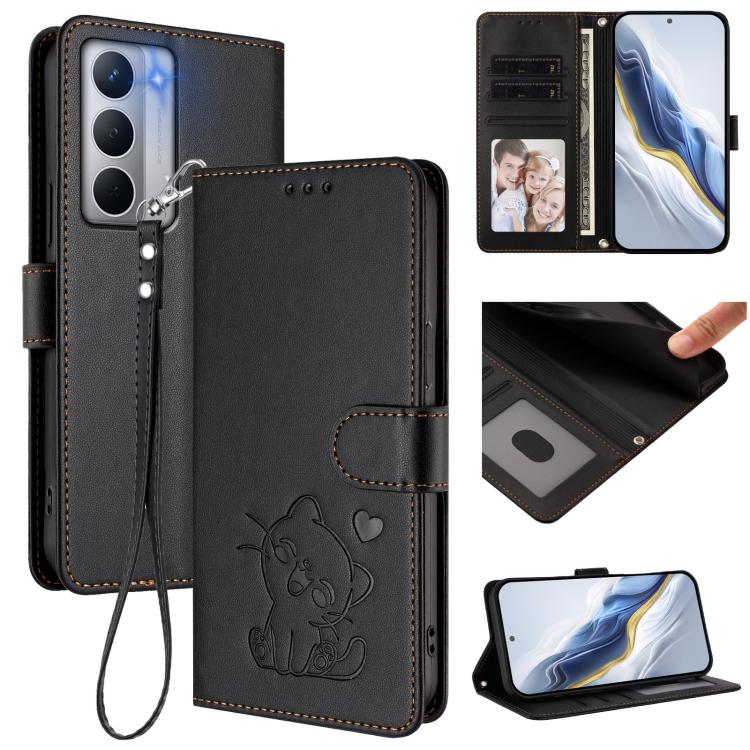 Embossed Heart Cat Leather Phone Case with Hand Strap, For Realme P4 Pro 5G, For Realme P4 5G, For Realme 15T 5G Global, For Realme 15 / 15 Pro 5G Global, For Realme C71 4G Global, For Realme GT 7 5G India, For Realme V70 5G / 14x Global / C75 5G      ...