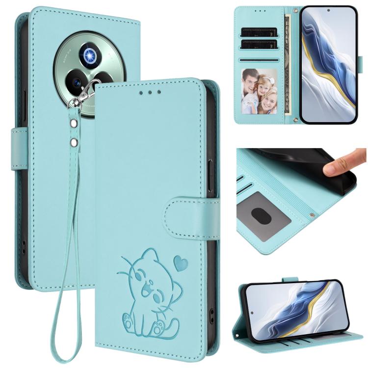 Embossed Heart Cat Leather Phone Case with Hand Strap, For Realme 14 / P3 / 14T 5G Global, For Realme P3 Ultra 5G Global, For Realme P3 Pro 5G Global, For Realme C75 4G Global / 14x 5G India, For Realme 14 Pro+ 5G, For Realme 14 Pro 5G India           ...