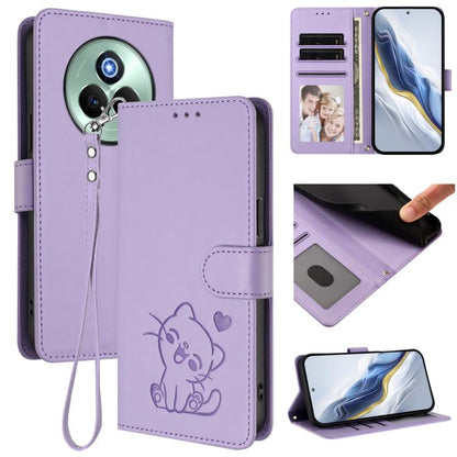 Embossed Heart Cat Leather Phone Case with Hand Strap, For Realme 14 / P3 / 14T 5G Global, For Realme P3 Ultra 5G Global, For Realme P3 Pro 5G Global, For Realme C75 4G Global / 14x 5G India, For Realme 14 Pro+ 5G, For Realme 14 Pro 5G India           ...