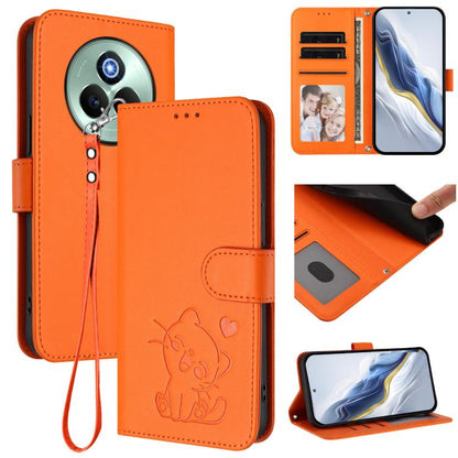 Embossed Heart Cat Leather Phone Case with Hand Strap, For Realme 14 / P3 / 14T 5G Global, For Realme P3 Ultra 5G Global, For Realme P3 Pro 5G Global, For Realme C75 4G Global / 14x 5G India, For Realme 14 Pro+ 5G, For Realme 14 Pro 5G India           ...