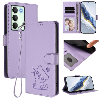 Embossed Heart Cat Leather Phone Case with Hand Strap, For Realme P4 Pro 5G, For Realme P4 5G, For Realme 15T 5G Global, For Realme 15 / 15 Pro 5G Global, For Realme C71 4G Global, For Realme GT 7 5G India, For Realme V70 5G / 14x Global / C75 5G      ...