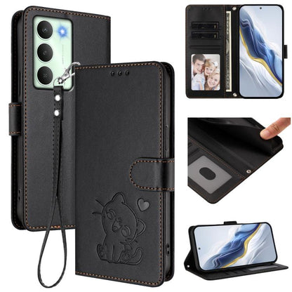 Embossed Heart Cat Leather Phone Case with Hand Strap, For Realme P4 Pro 5G, For Realme P4 5G, For Realme 15T 5G Global, For Realme 15 / 15 Pro 5G Global, For Realme C71 4G Global, For Realme GT 7 5G India, For Realme V70 5G / 14x Global / C75 5G      ...