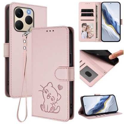Embossed Heart Cat Leather Phone Case with Hand Strap, For Realme P4 Pro 5G, For Realme P4 5G, For Realme 15T 5G Global, For Realme 15 / 15 Pro 5G Global, For Realme C71 4G Global, For Realme GT 7 5G India, For Realme V70 5G / 14x Global / C75 5G      ...