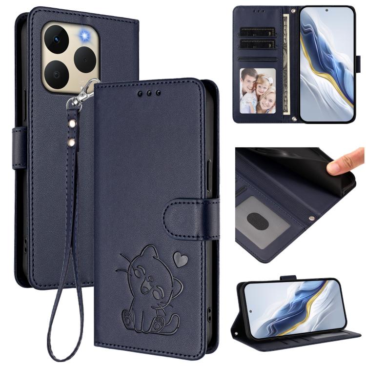 Embossed Heart Cat Leather Phone Case with Hand Strap, For Realme P4 Pro 5G, For Realme P4 5G, For Realme 15T 5G Global, For Realme 15 / 15 Pro 5G Global, For Realme C71 4G Global, For Realme GT 7 5G India, For Realme V70 5G / 14x Global / C75 5G      ...