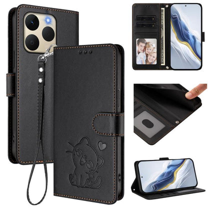 Embossed Heart Cat Leather Phone Case with Hand Strap, For Realme P4 Pro 5G, For Realme P4 5G, For Realme 15T 5G Global, For Realme 15 / 15 Pro 5G Global, For Realme C71 4G Global, For Realme GT 7 5G India, For Realme V70 5G / 14x Global / C75 5G      ...