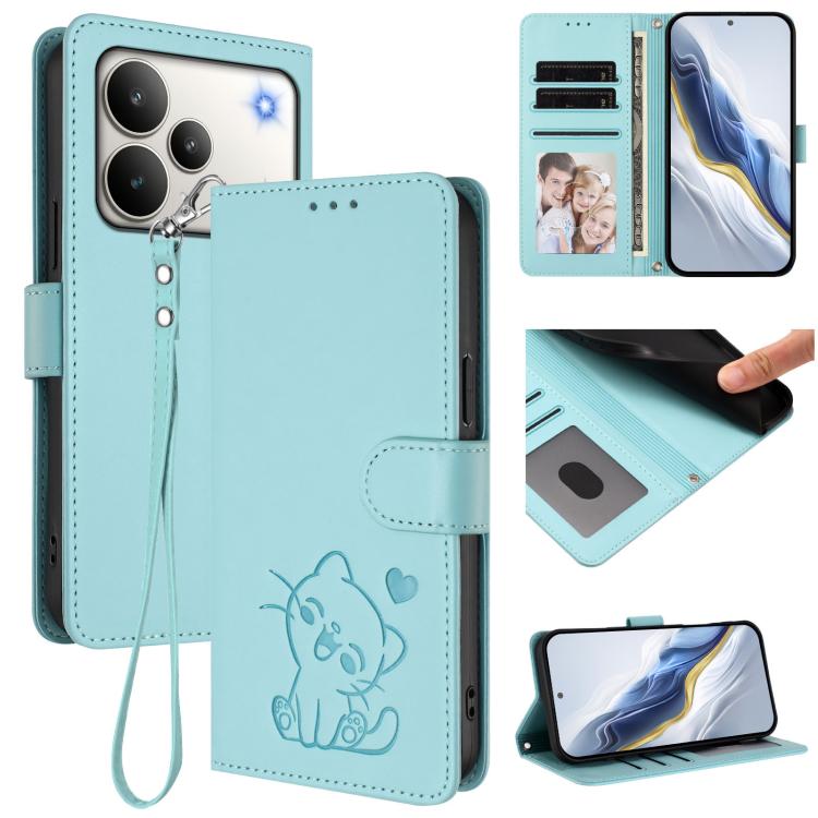 Embossed Heart Cat Leather Phone Case with Hand Strap, For Realme P4 Pro 5G, For Realme P4 5G, For Realme 15T 5G Global, For Realme 15 / 15 Pro 5G Global, For Realme C71 4G Global, For Realme GT 7 5G India, For Realme V70 5G / 14x Global / C75 5G      ...