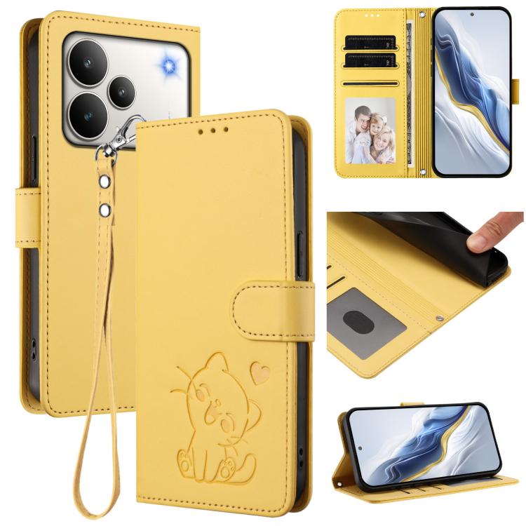 Embossed Heart Cat Leather Phone Case with Hand Strap, For Realme P4 Pro 5G, For Realme P4 5G, For Realme 15T 5G Global, For Realme 15 / 15 Pro 5G Global, For Realme C71 4G Global, For Realme GT 7 5G India, For Realme V70 5G / 14x Global / C75 5G      ...