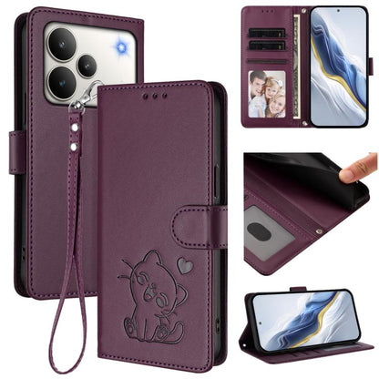 Embossed Heart Cat Leather Phone Case with Hand Strap, For Realme P4 Pro 5G, For Realme P4 5G, For Realme 15T 5G Global, For Realme 15 / 15 Pro 5G Global, For Realme C71 4G Global, For Realme GT 7 5G India, For Realme V70 5G / 14x Global / C75 5G      ...