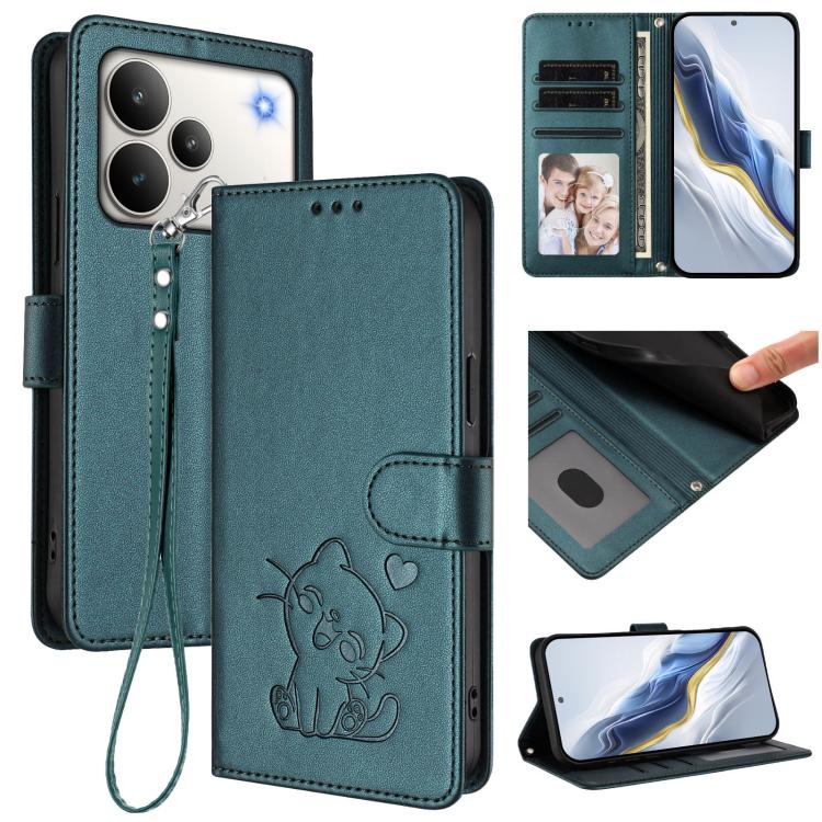 Embossed Heart Cat Leather Phone Case with Hand Strap, For Realme P4 Pro 5G, For Realme P4 5G, For Realme 15T 5G Global, For Realme 15 / 15 Pro 5G Global, For Realme C71 4G Global, For Realme GT 7 5G India, For Realme V70 5G / 14x Global / C75 5G      ...